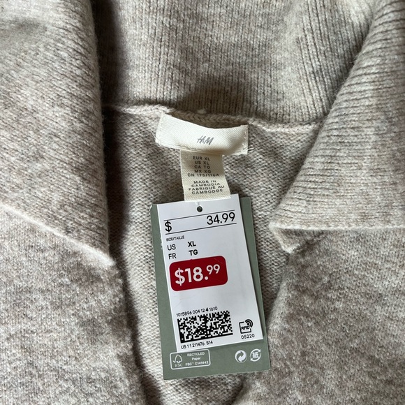 NWT H&M COZY SWEATER/dress/tunic beige/camel - Picture 3 of 3